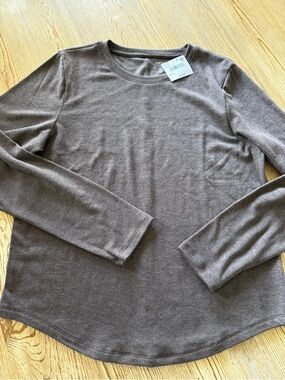 American Eagle Outfitters Brown Crewneck Long Sleeve Tee